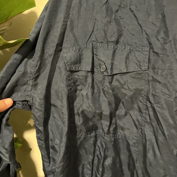 VTG Substudio Shirt Adult XL Blue 100% Silk‎ Button Up Long Sleeves Pockets NWT - Picture 8 of 16